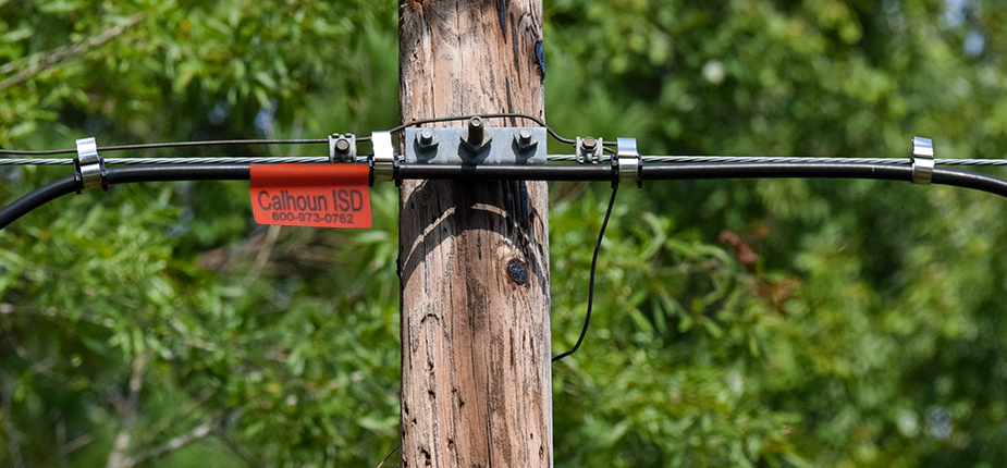 Telecom cable on Consumers Energy power pole